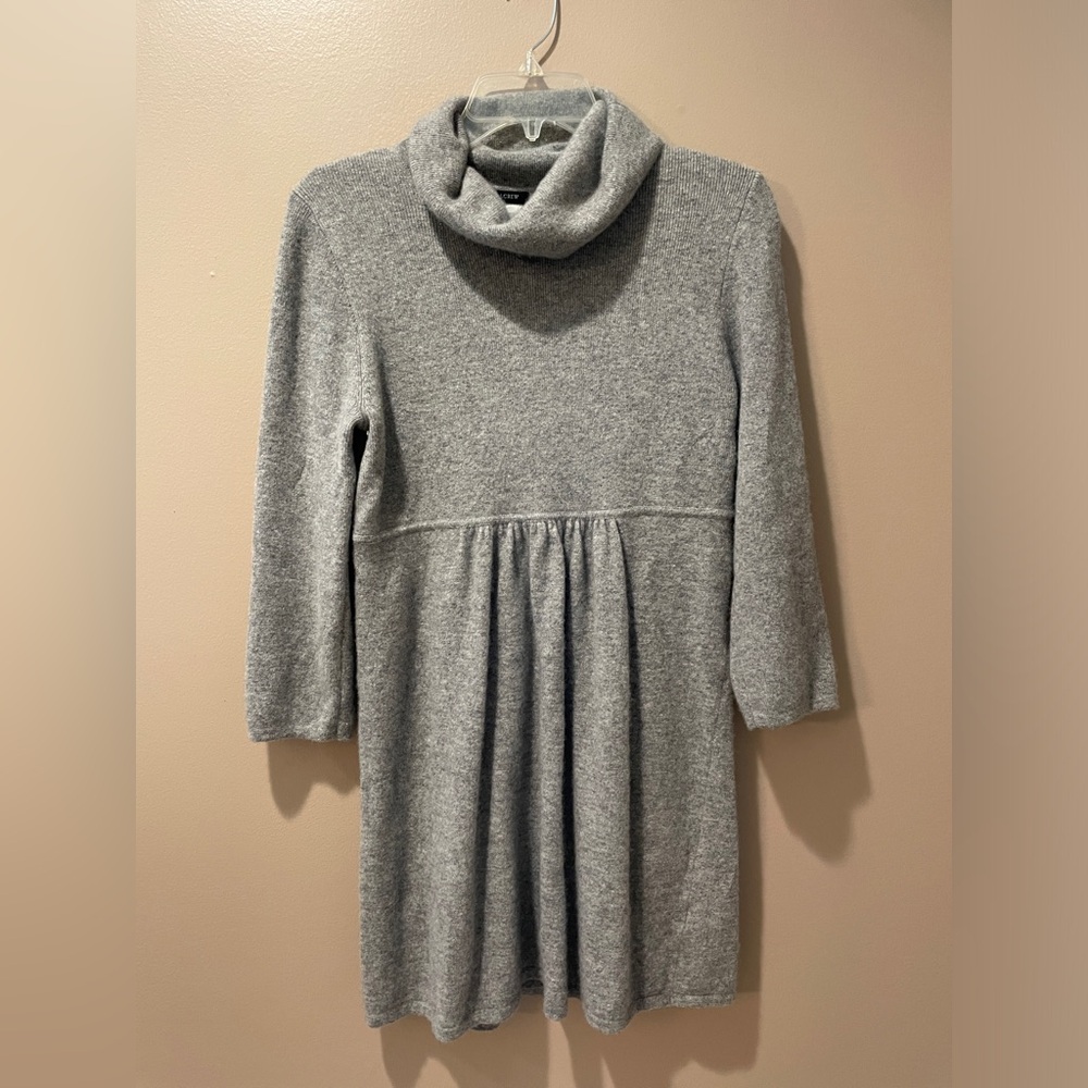 J Crew grey sweater dress, wool cashmere blend, M